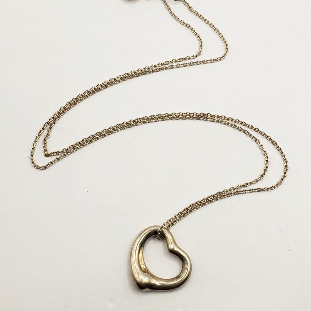 Tiffany & Co. Elsa Peretti Sterling Heart Pendant Necklace: